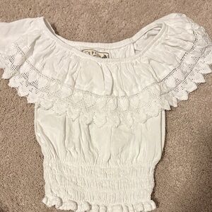 Chic White Ruffled Kids Tank Top